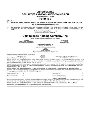 Thumbnail CommScope
 10-Q Quarterly Report FY2022 