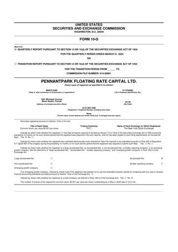 Thumbnail PennantPark Floating Rate Capital Ltd.
 10-Q Quarterly Report FY 