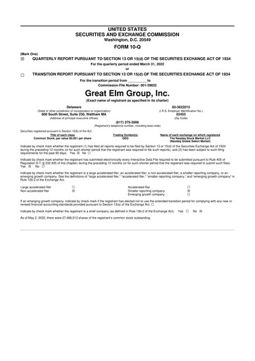 Thumbnail Great Elm Group 10-Q Quarterly Report FY2022 