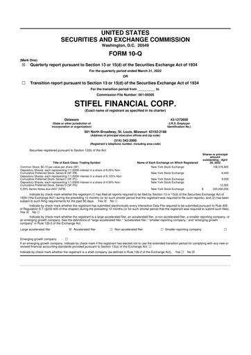 Thumbnail Stifel
 10-Q Quarterly Report FY2022 