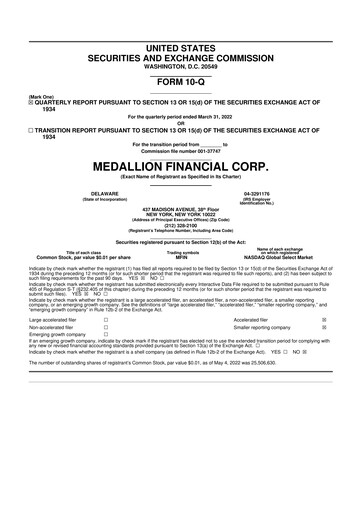Thumbnail Medallion Financial Corp. 10-Q Quarterly Report FY2022 