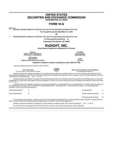 Vorschaubild RxSight 10-Q Quartalsbericht 2022 
