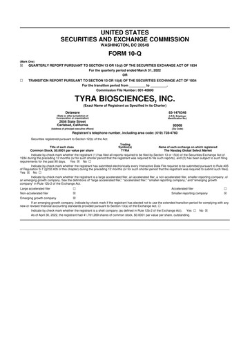 Thumbnail Tyra Biosciences 10-Q Quarterly Report FY 
