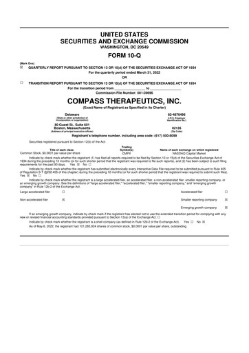 Thumbnail Compass Therapeutics 10-Q Quarterly Report FY 