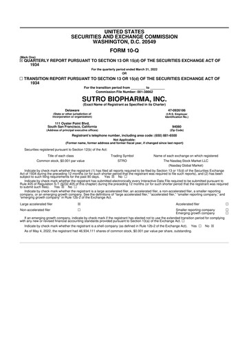 Thumbnail Sutro Biopharma 10-Q Quarterly Report FY 