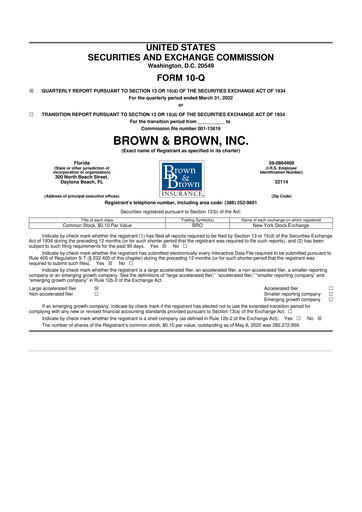 Thumbnail Brown & Brown
 10-Q Quarterly Report FY2022 