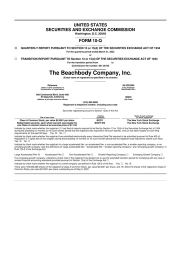 Miniature The Beachbody Company 10-Q Rapport trimestriel 2022 