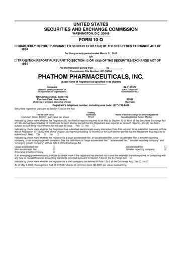 Thumbnail Phathom Pharmaceuticals
 10-Q Quarterly Report FY 
