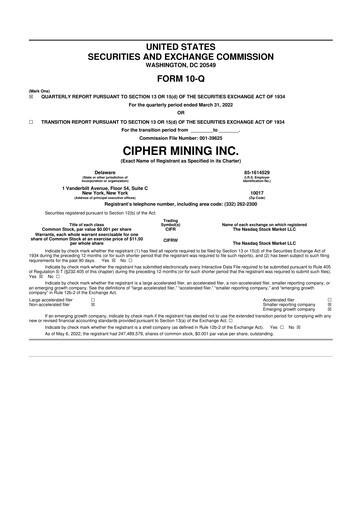 Thumbnail Cipher Mining 10-Q Quarterly Report FY2022 