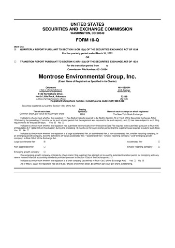 Thumbnail Montrose Environmental 10-Q Quarterly Report FY2022 