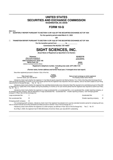 Vorschaubild Sight Sciences 10-Q Quartalsbericht  
