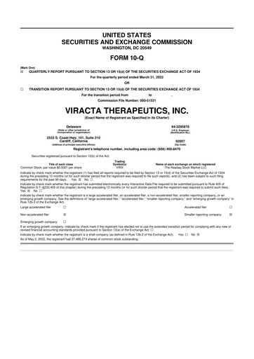 Vorschaubild Viracta Therapeutics 10-Q Quartalsbericht 2022 