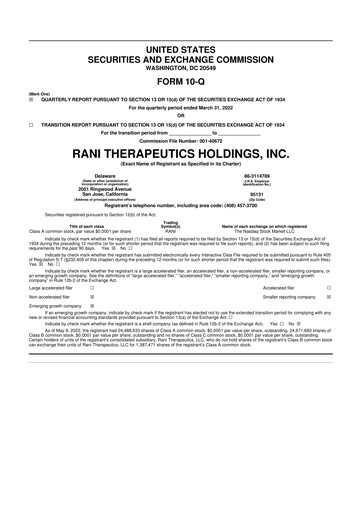 Thumbnail Rani Therapeutics 10-Q Quarterly Report FY 