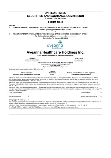 Thumbnail Aveanna Healthcare 10-Q Quarterly Report FY2022 