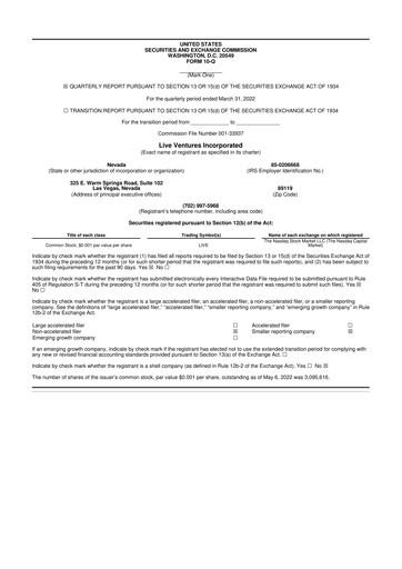 Thumbnail Live Ventures 10-Q Quarterly Report FY2022 