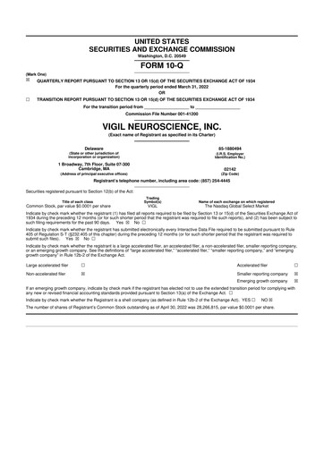 Thumbnail Vigil Neuroscience 10-Q Quarterly Report FY2022 