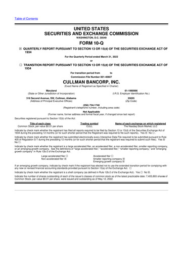 Thumbnail Cullman Bancorp 10-Q Quarterly Report FY2022 