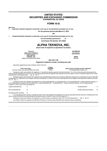 Thumbnail Alpha Teknova 10-Q Quarterly Report FY2022 