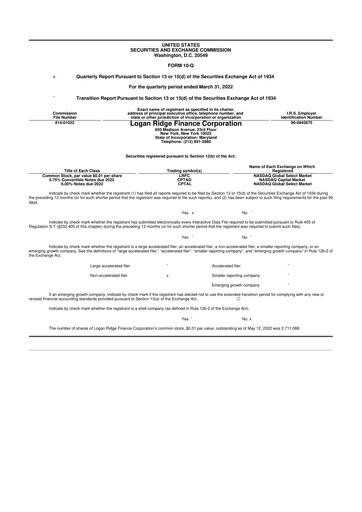 Thumbnail Logan Ridge Finance 10-Q Quarterly Report FY 