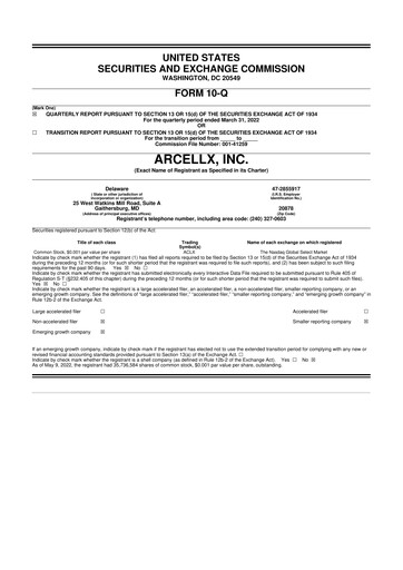 Thumbnail Arcellx 10-Q Quarterly Report FY2022 