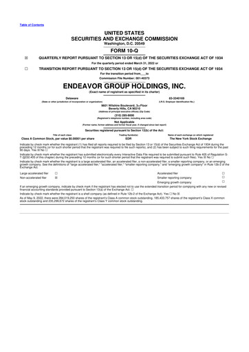 Thumbnail Endeavor Group 10-Q Quarterly Report FY2022 