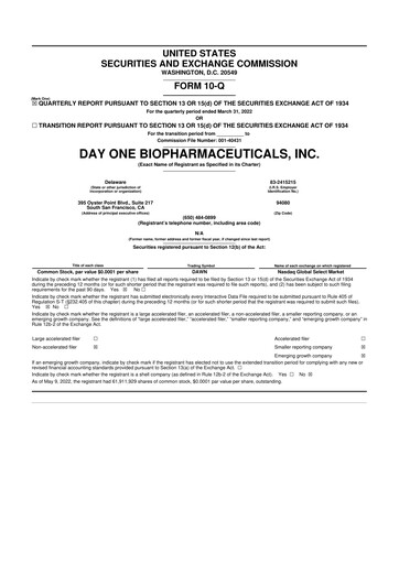 Thumbnail Day One Biopharmaceuticals 10-Q Quarterly Report FY2022 