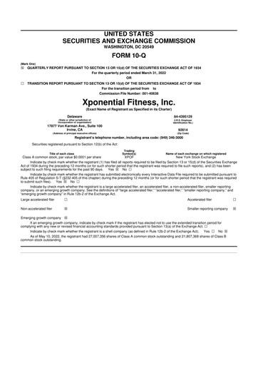 Thumbnail Xponential Fitness 10-Q Quarterly Report FY2022 
