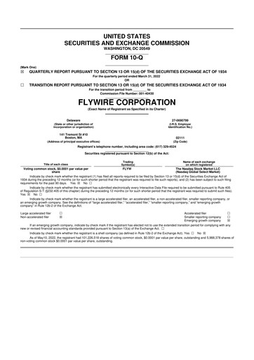 Thumbnail Flywire 10-Q Quarterly Report FY2022 