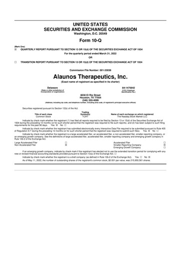 Thumbnail Alaunos Therapeutics 10-Q Quarterly Report FY2022 