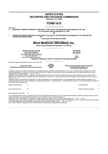Thumbnail Mind Medicine (MindMed) 10-Q Quarterly Report FY2022 