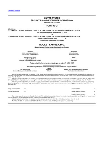 Vorschaubild Rocket Lab 10-Q Quartalsbericht 2022 