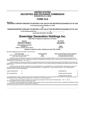 Miniature Greenidge Generation Holdings 10-Q Rapport trimestriel 2022 