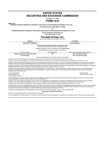 Thumbnail Triumph Group
 10-K Annual Report 2022