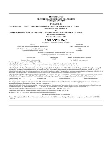 Thumbnail Agilysys 10-K Annual Report 2022