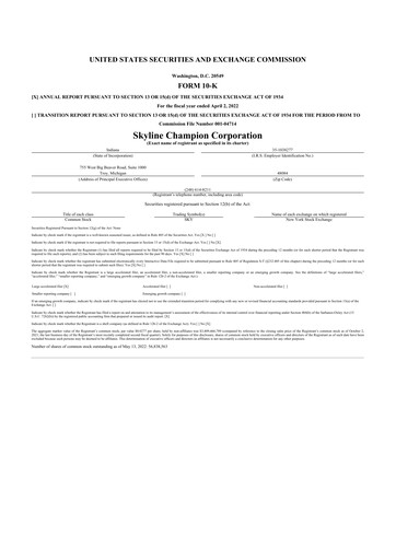 Thumbnail Champion Homes 10-K Annual Report 2022