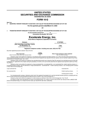 Thumbnail Excelerate Energy 10-Q Quarterly Report FY2022 