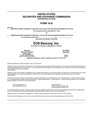 Thumbnail ECB Bancorp 10-Q Quarterly Report FY2022 