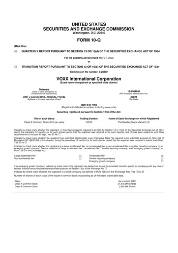 Thumbnail Voxx International
 10-Q Quarterly Report FY2023 
