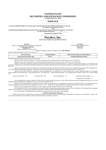 Thumbnail Paychex 10-K Annual Report 2022