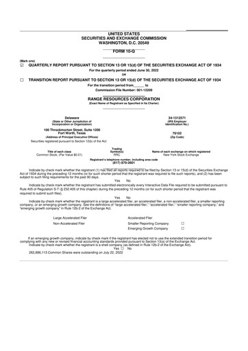 Thumbnail Range Resources
 10-Q Quarterly Report FY2022 