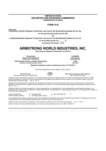Thumbnail Armstrong World Industries
 10-Q Quarterly Report FY2022 