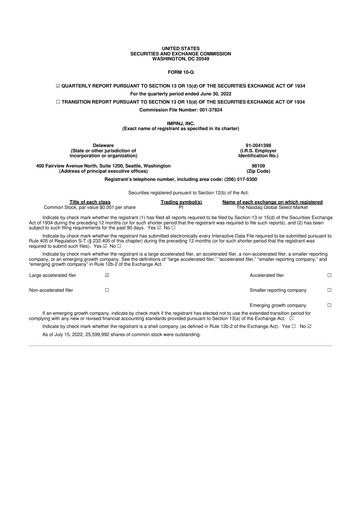 Miniature Impinj 10-Q Rapport trimestriel 2022 
