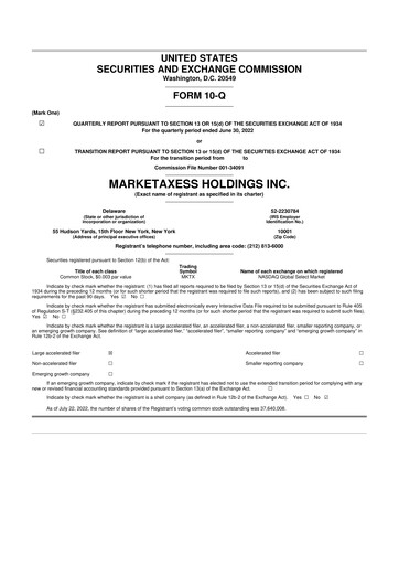 Thumbnail MarketAxess
 10-Q Quarterly Report FY2022 