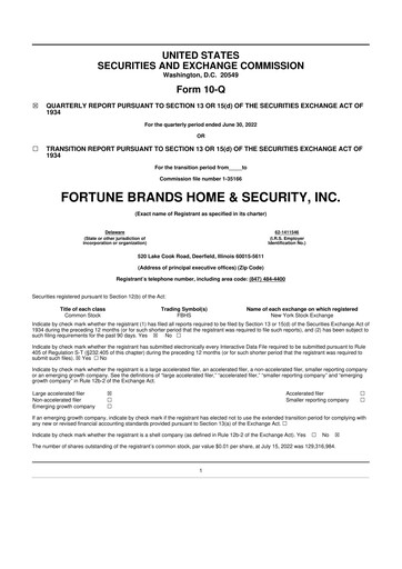 Vorschaubild Fortune Brands Innovations 10-Q Quartalsbericht 2022 