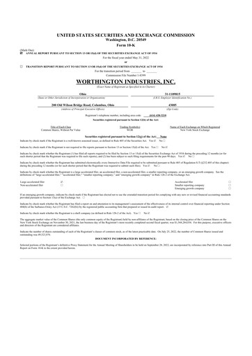 Thumbnail Worthington Enterprises 10-K Annual Report 2022