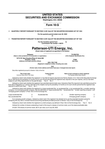 Thumbnail Patterson-UTI Energy 10-Q Quarterly Report FY2022 
