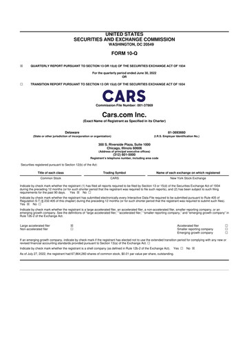 Thumbnail Cars.com 10-Q Quarterly Report FY2022 