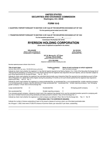 Thumbnail Ryerson 10-Q Quarterly Report FY2022 