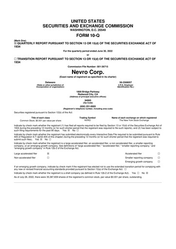 Thumbnail Nevro
 10-Q Quarterly Report FY 