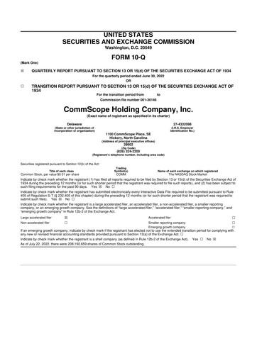 Thumbnail CommScope
 10-Q Quarterly Report FY2022 